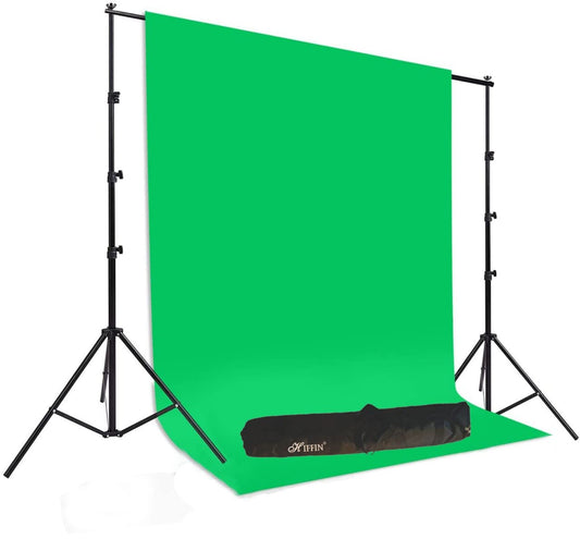 HIFFIN Green Screen With Stand, 203.2MM X 304.8MM (8FT X 12FT) Wide Green Screen Backdrop with 228.6MM X 228.6MM (9Ft X 9Ft) Wide Photo Backdrop Stand Include Carry Bag