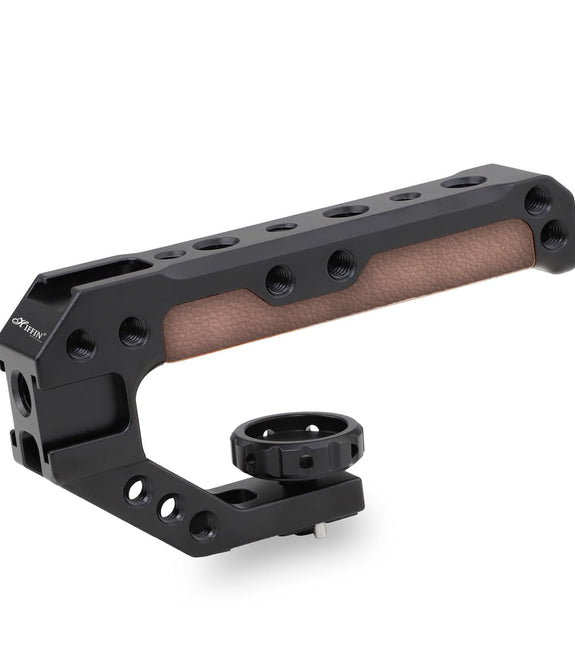 HIFFIN Handle Quick Release Handgrip for Camera Cage Rig with 3/8" ARRI locating pins, Anti-Off Design, and a Durable Leather-Metal Grip.