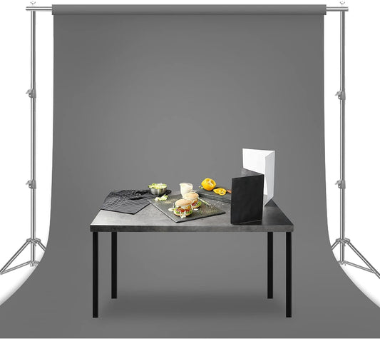 HIFFIN 2.4384 MX4.2672M (8X14 Ft), Grey Professional Backdrop for Background Photography Background Stand for Photo Light Studio Accurate Size