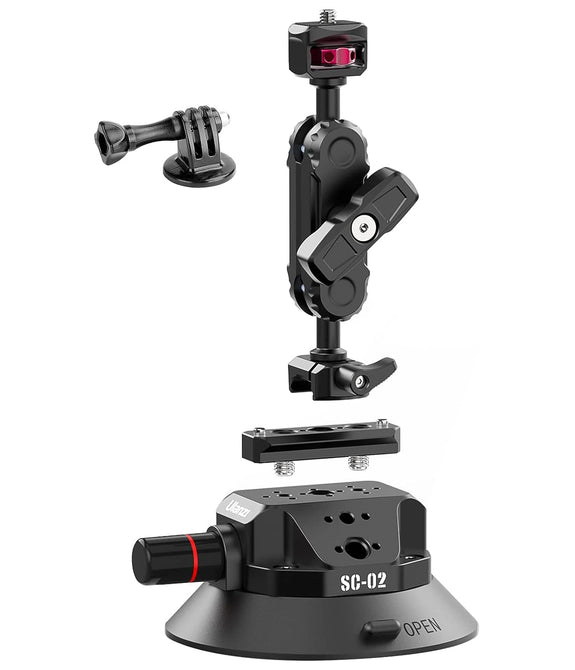 ULANZI SC-02 Suction Mount Magic Arm Bracket for DSLR Cameras for GoPro Action Camera Video Shooting