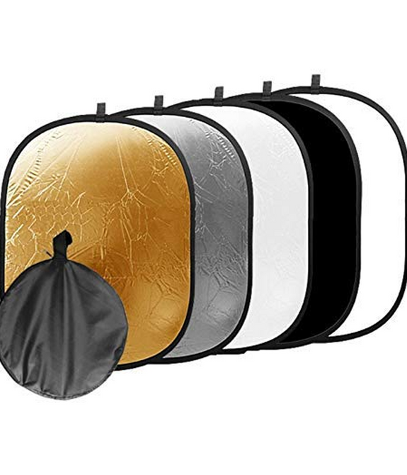 HIFFIN® Portable 5 in 1 59"x79"/150x200cm Translucent, Silver, Gold, White, and Black Collapsible Round Multi Disc Light Reflector for Studio or Any Photography Situation