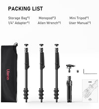 Ulanzi TT35 Hiking Stick Tripod Kit, Travel Camera Tripod Monopod, 57.48" Detachable Carbon Fiber Tripod Stand Kit with 3 Hiking Pole & Mini Tripod & Removable Arca QR for DSLR Camera Camcorder