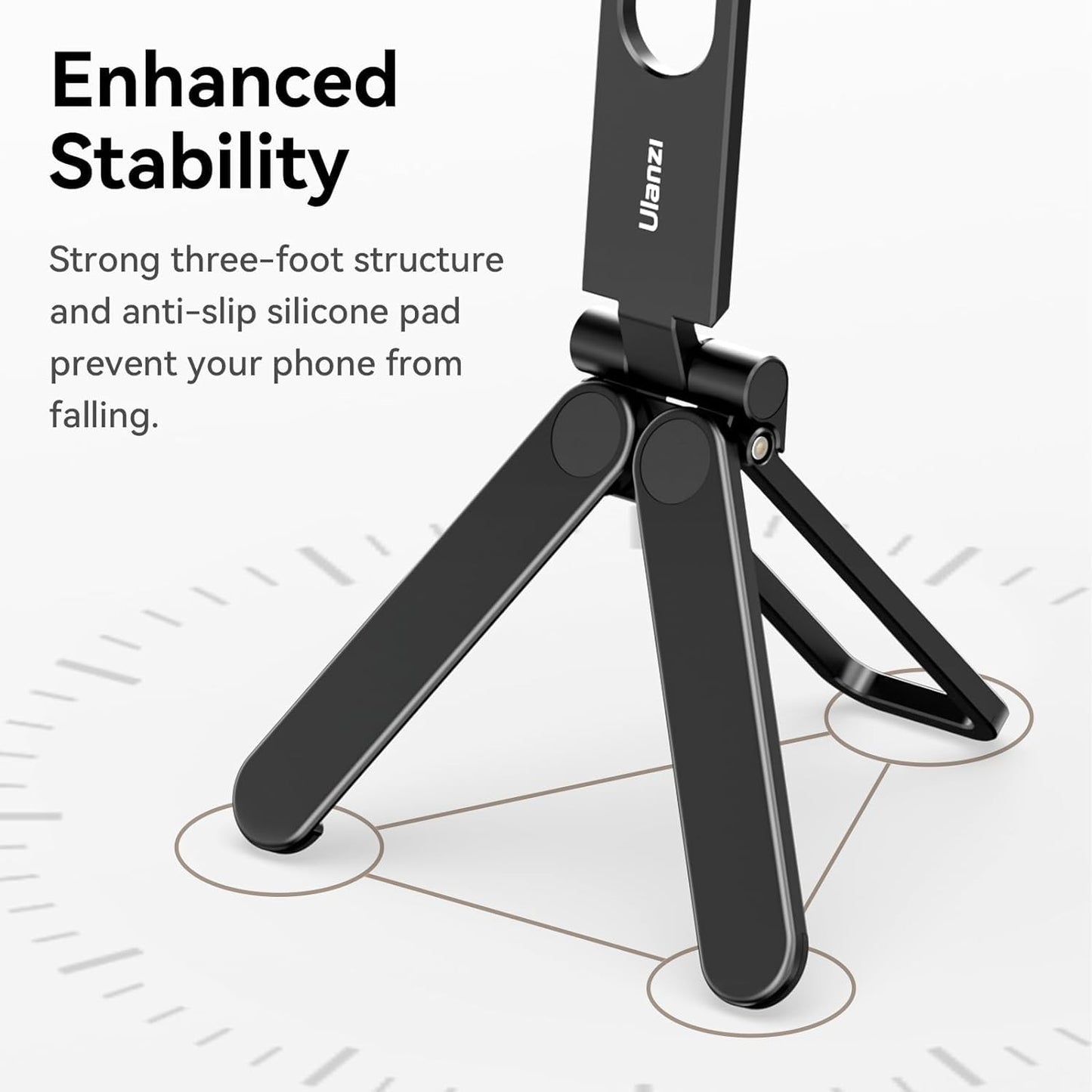 ULANZI MA26 Foldable Phone Tripod - Pocket Cell Phone Vlog Video Tripod Handle Aluminium Smartphone Desk Stand 2 Cold Shoe Compact Size All in One Lightweight Portable Vlog Stick for iPhone Samsung