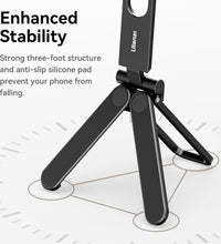 ULANZI MA26 Foldable Phone Tripod - Pocket Cell Phone Vlog Video Tripod Handle Aluminium Smartphone Desk Stand 2 Cold Shoe Compact Size All in One Lightweight Portable Vlog Stick for iPhone Samsung