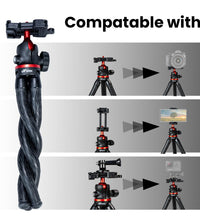 HIFFIN HTR-11 Mini Flexible Tripod, Tripod Stand with Phone Holder, Cold Shoe Mount and 1/4 Screw for Magic Arm Compatible with Smartphone, DSLR, and Action Cameras. Product Dimensions: 31 x 6 x 6 cm; Weight:300 g