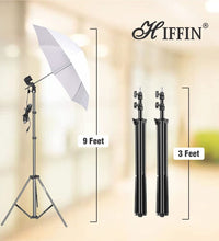 HIFFIN Branded Set of Umbrella White 80CM + Portable Foldable Umbrella Flash Photo Video Studio Lighting Photography Stand + Umbrella and Bulb Holder with Carry Bag (E27 Single holder kit set of 2 wob)