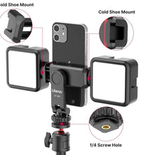 ULANZI Phone Tripod Mount ST-06S, Universal Smartphone Mount Adapter with 2 Cold Shoe, 360° Rotates and Adjustable Cell Phone Clip Clamp Holder, Compatible with iPhone, Samsung Galaxy and All Phones