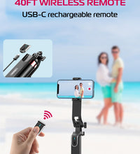 ULANZI MA09 Extendable Phone Tripod, 71" Selfie Stick Phone Vlog Tripod Stand Quadrapod with All in 1 Phone Clip, Travel Tripod Phone Holder with Rechargeable Remote for iPhone Sony Canon GoPro