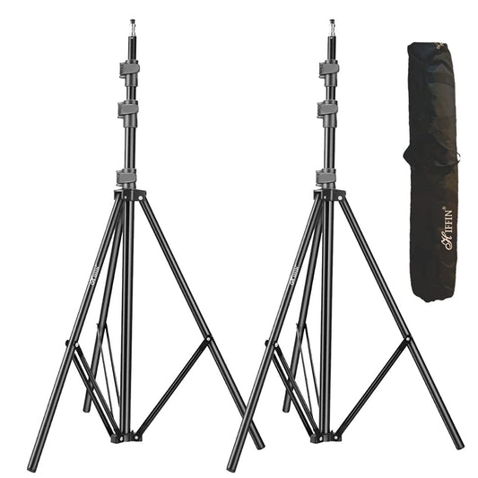 HIFFIN® Light Stand Kit - 9 feet (2 Light Stands) Metal Colour Black 9 feet, Portable & Foldable, Indoor & Outdoor Shoot, Heavy Duty, Photography & Videography