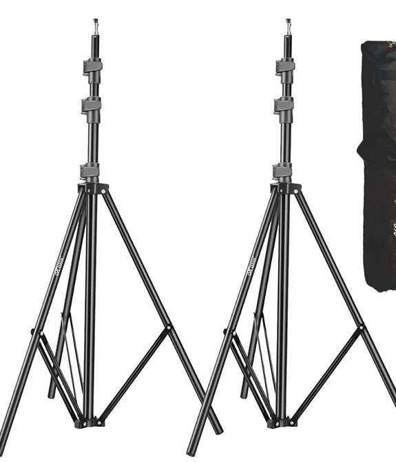 HIFFIN® Light Stand Kit - 9 feet (2 Light Stands) Metal Colour Black 9 feet, Portable & Foldable, Indoor & Outdoor Shoot, Heavy Duty, Photography & Videography