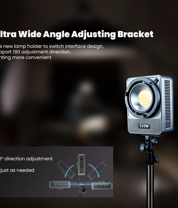 HIFFIN 250W Wonder Series LED Video Light, High CRI 95+, Ultra Bright 18300 lux@1m, Adjustable CCT 2700K-6500K, Continuous Output COB Light with App Control for Photography & Videography