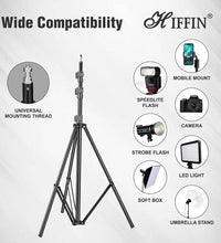 HIFFIN® Light Stand Kit - 9 feet (2 Light Stands) Metal Colour Black 9 feet, Portable & Foldable, Indoor & Outdoor Shoot, Heavy Duty, Photography & Videography