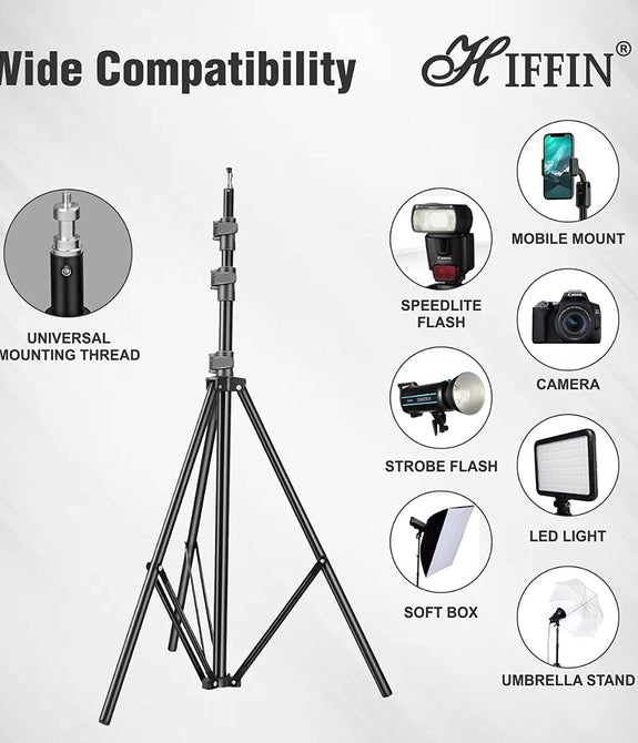 HIFFIN® Light Stand Kit - 9 feet (2 Light Stands) Metal Colour Black 9 feet, Portable & Foldable, Indoor & Outdoor Shoot, Heavy Duty, Photography & Videography