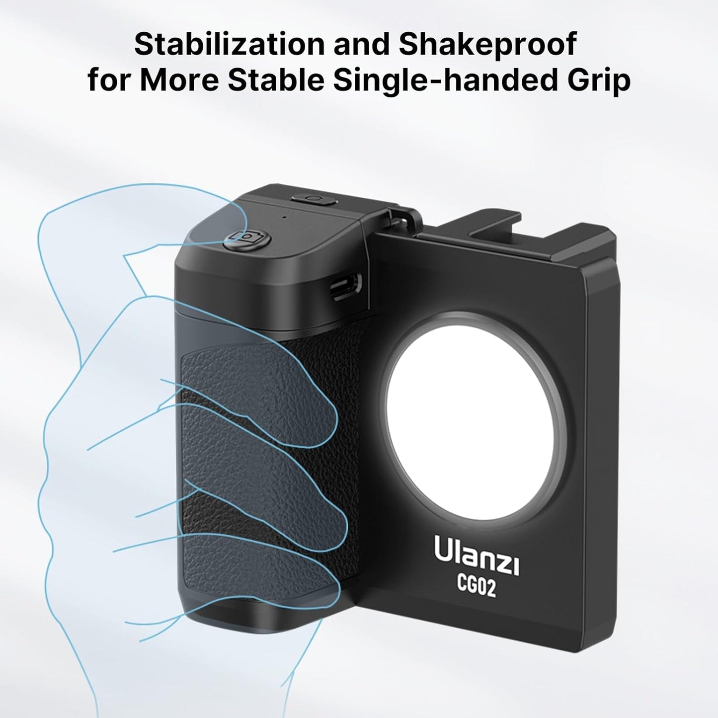 ULANZI CG-02 Grip Holder for Smartphone Upgraded Phone Camera Grip w Remote Shutter Handheld Tripod Mount Fill Light Handheld Photography Accessories for iPhone 16 15 14 Pro Max etc