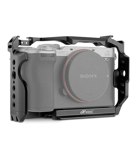 HIFFIN Metal Cage Compatible with Sony Alpha A7CII/ A7CR Cameras, Quick Release Arca-Type Base, 1/4" & 3/8" Screws, Cold Shoe Mounts for Microphone, Monitor, and Fill Light Expansion