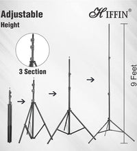 HIFFIN® Light Stand Kit - 9 feet (2 Light Stands) Metal Colour Black 9 feet, Portable & Foldable, Indoor & Outdoor Shoot, Heavy Duty, Photography & Videography