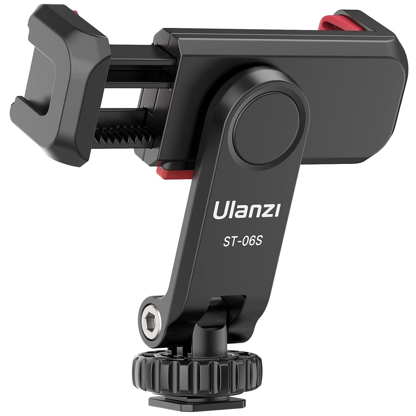 ULANZI Phone Tripod Mount ST-06S, Universal Smartphone Mount Adapter with 2 Cold Shoe, 360° Rotates and Adjustable Cell Phone Clip Clamp Holder, Compatible with iPhone, Samsung Galaxy and All Phones