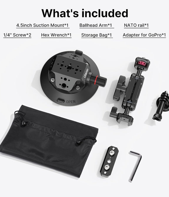 ULANZI SC-02 Suction Mount Magic Arm Bracket for DSLR Cameras for GoPro Action Camera Video Shooting