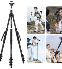 Ulanzi TT35 Hiking Stick Tripod Kit, Travel Camera Tripod Monopod, 57.48" Detachable Carbon Fiber Tripod Stand Kit with 3 Hiking Pole & Mini Tripod & Removable Arca QR for DSLR Camera Camcorder