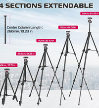 ULANZI TT51 Portable Tripod Stand I 360° Rotable Ball Head I Hidden Cold Shoe Phone Holder I 600g Lightweigt I 1.38m/51in Long I 5 Section Extenable Vlog Tripod