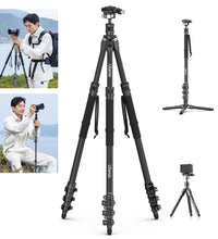 Ulanzi TT35 Hiking Stick Tripod Kit, Travel Camera Tripod Monopod, 57.48" Detachable Carbon Fiber Tripod Stand Kit with 3 Hiking Pole & Mini Tripod & Removable Arca QR for DSLR Camera Camcorder