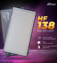 HIFFIN HF-138 Pro Portable Pocket RGB LED Video Light with 21 Lighting Effect Modes, 4000 mAh Inbuilt Battery, 2500K-9000K Full Color - Ideal for Photography, and Product Photography