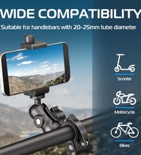 ULANZI MP-5 Aluminum Bike Motorcycle Handlebar Mount for GoPro & Phone, Camera Clamp Mount Accessory with Double Ball Head, Compatible with iPhone Samsung 4.7"-6.4" Phones & Action Cameras