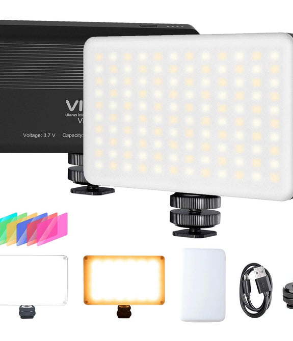 VIJIM VL120 LED on Camera Video Light,Mini Bi-Color LED Camera Light,Portable Photography Lighting w 6 Color Filters, 3100mAh Rechargeable CRI 95+ 3200K-6500K Dimmable LED Panel Light for DSLR Camera