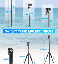 ULANZI MT-63 Mini Phone Tripod, 57" Portable Foldable Aluminum Alloy Extendable Camera Tripod with 2 in 1 Phone Clip, 360° Ball Head Travel Lightweight Tripod for iPhone DSLR Camera Max Load 5KG/11LBS