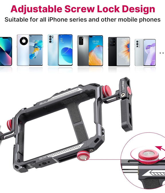 ULANZI Smartphone Video Rig with Handles, LINO Filmmaking Case Aluminum Alloy Phone Video Stabilizer Grip Tripod Mount for Video Maker Videographer with Cold Shoe for iPhone 13 Mini Pro Max 8 Plus