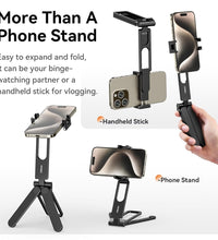 ULANZI MA26 Foldable Phone Tripod - Pocket Cell Phone Vlog Video Tripod Handle Aluminium Smartphone Desk Stand 2 Cold Shoe Compact Size All in One Lightweight Portable Vlog Stick for iPhone Samsung