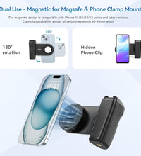 ULANZI Selfie Phone Tripod Mount MA35, 2-in-1 Magnetic & Phone Clip Camera Grip Handle Holder with Detachable Remote Shutter with Cold Shoe Adapter for iPhone 14 15 Samsung Smartphone Video Shooting