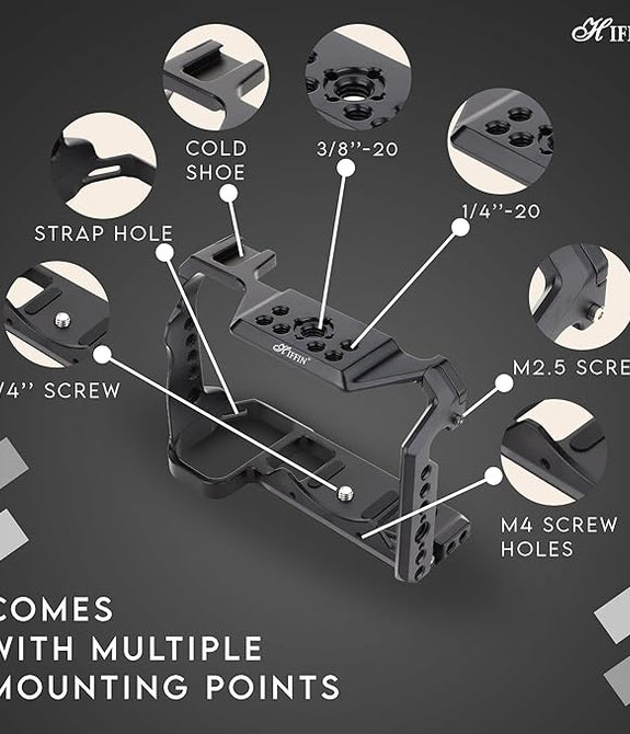 HIFFIN Upgrade Metal Cage for Nikon Z6II Z7II Z6 Z7 Z6ii Z7II Mirrorless, Extension Mount Microphone Fill Light Bracket Filming Accessories, with Cold Shoe