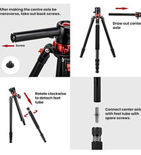 HIFFIN HF-550 Tripod, 1.651M (65") Special Quality Camera Tripod for Canon Nikon DSLR, Aluminum Alloy Tripod with 360 Degree Ball Head, Professional Tripod for Travel and Work