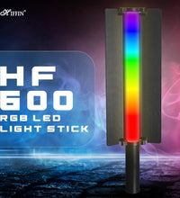 HIFFIN (HF-600 RGB) Portable Light Wand Handheld RGB LED Stick Light for Photography, 2500K-9900K Adjustable, 24 Fx Light Effect, Power 24W, Barndoor, 5200mah in Built Battery