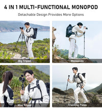 Ulanzi TT35 Hiking Stick Tripod Kit, Travel Camera Tripod Monopod, 57.48" Detachable Carbon Fiber Tripod Stand Kit with 3 Hiking Pole & Mini Tripod & Removable Arca QR for DSLR Camera Camcorder