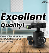 HIFFIN®Professional Metal 360 Degree Rotating Panoramic Ball Head with 1/4 inch Quick Release Plate and Bubble Level,up to 17.6pounds/8kilograms,for Tripod,Monopod,Slider,DSLR Camera,Camcorder