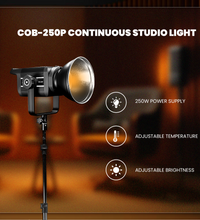 HIFFIN COB-250P Professional 250W LED Video Light, 2800K-6800K Adjustable, 9 FX Modes Remote Control, and 10%-100% Brightness Control for Photography & Videography