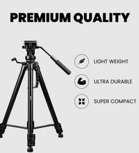 HIFFIN HF 880 1.651M (65 Inch) Aluminum Light Weight Tripod | with Fluid Video Head | for DSLR & Video Cameras| Maximum Operating Height: 1.66116M (5.45 Feet) | Maximum Load Upto: 7 kgs