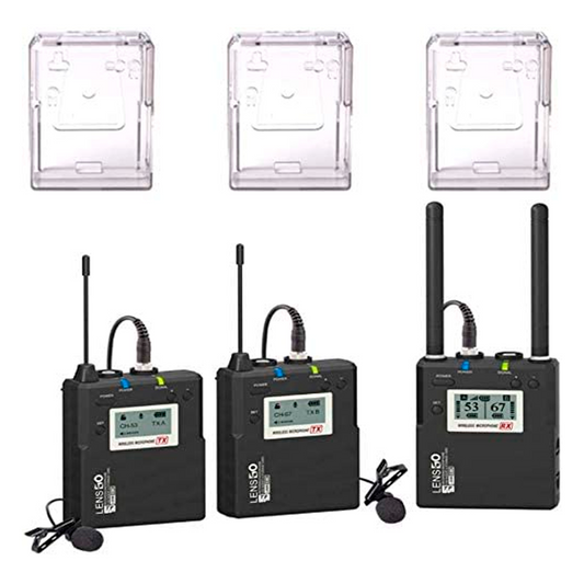 LENSGO LWM-338C Metal 99-Channel Professional Omnidirectional Wireless Lavalier Microphone System UHF Dual Transmitter and 1 Receiver Wireless Lav Lapel Mic for Camera DSLR Smartphone Video Recording