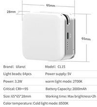 ULANZI CL15 2000mAh Mini Cube LED Suction Light Vlog Photography Fill Lighting Lamp for Video Conference/Live Streaming Broadcast/Zoom Meeting/Laptop Computer