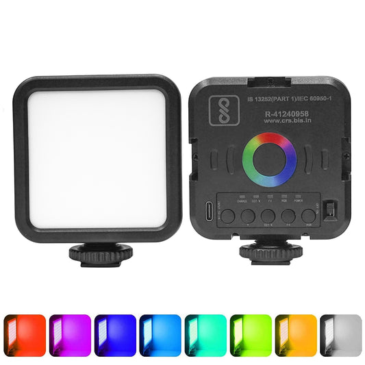 HIFFIN VL49 RGB Video Light, LED Camera Light 360° Full Color Portable Photography Lighting with 3 Cold Shoe, 1200mAh Rechargeable, 8 Light Effects, CRI 95+, 3000-9000K Dimmable Panel Lamp