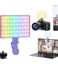 HIFFIN (LT-002) RGB Selfie Light Kit with Clip for iPhone/Tablet/Laptop/Camera, Dimmable CRI 95+ with 24 Light FX Modes, Built-in 3000mAh Battery for Zoom Calls/Live Stream/Selfies/Makeup