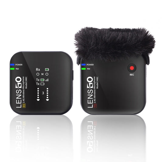 LENSGO 348C - Wireless Go - Compact Wireless Microphone System, Transmitter and Receiver Black Color Edition