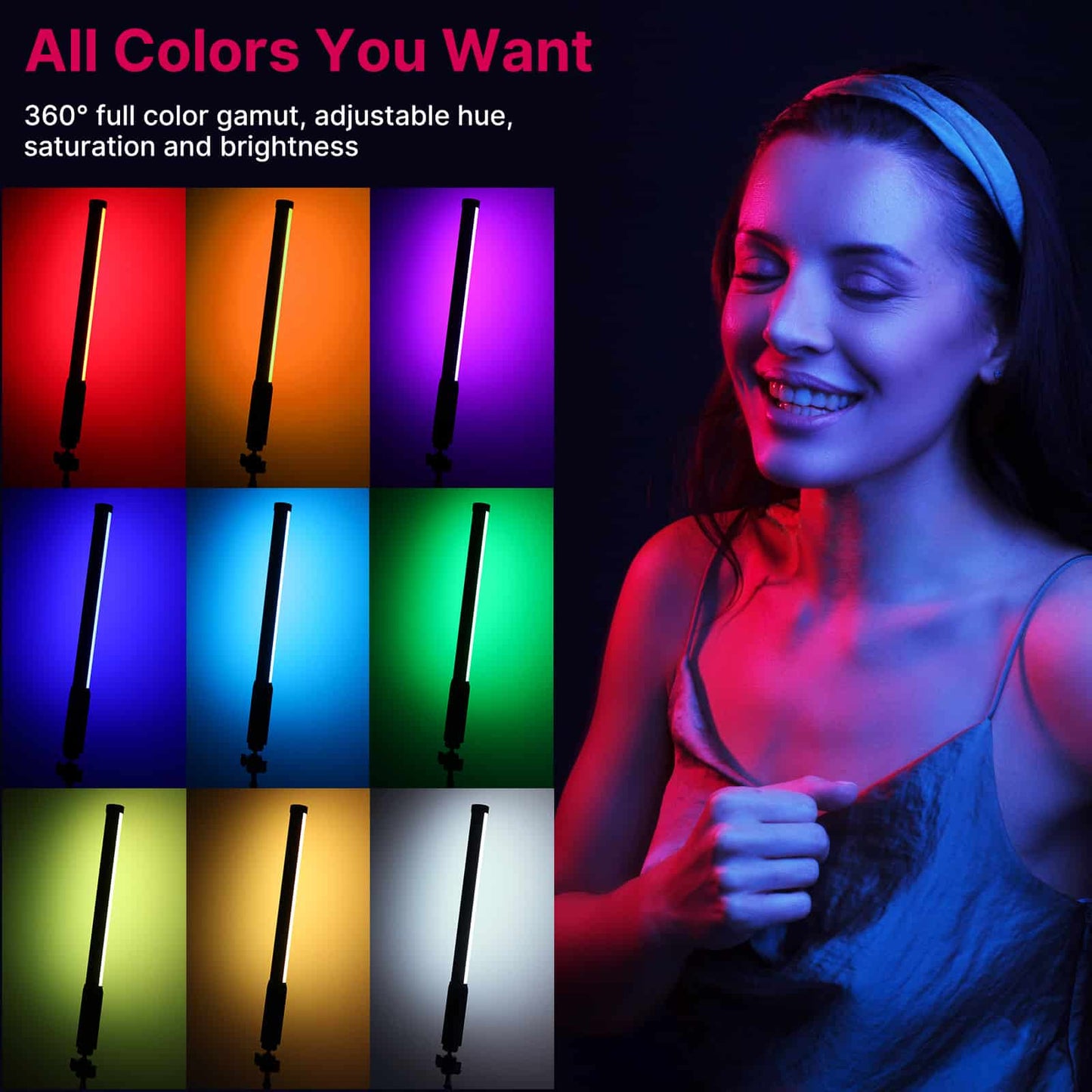 Ulanzi VL 119 RGB Light Stick 2500K-9000K Lights Wand Handheld Lamp Tube LED Video Lighting CRI 95+ 2000mAh Photography Studio