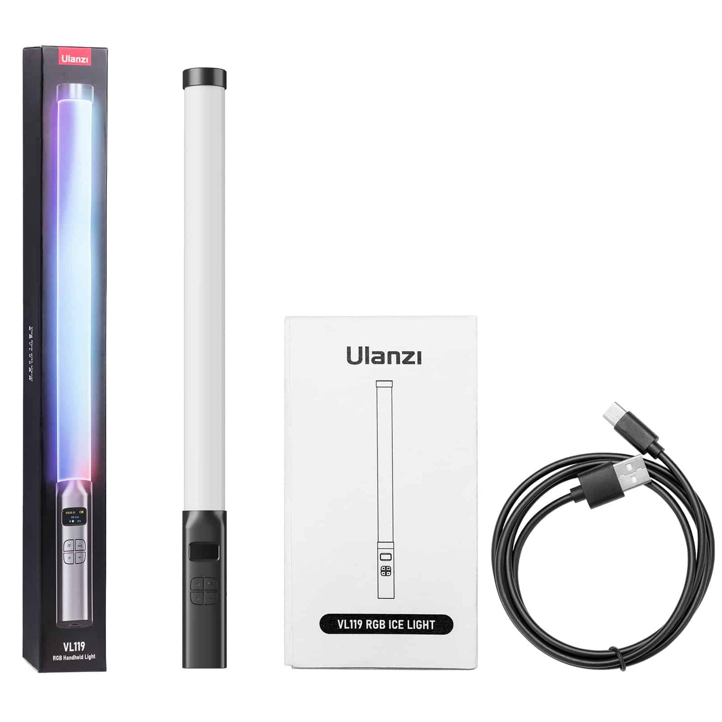 Ulanzi VL 119 RGB Light Stick 2500K-9000K Lights Wand Handheld Lamp Tube LED Video Lighting CRI 95+ 2000mAh Photography Studio