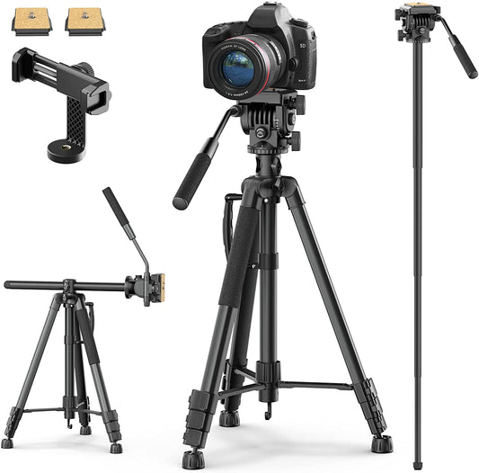 ULANZI VT02 Camera Tripod Monopod 72", DSLR Tripod for Travel, Aluminum Professional Tripod Stand with Phone Mount & 1/4 Screw Quick Release Plates for Nikon Canon Cameras Video Camcorders