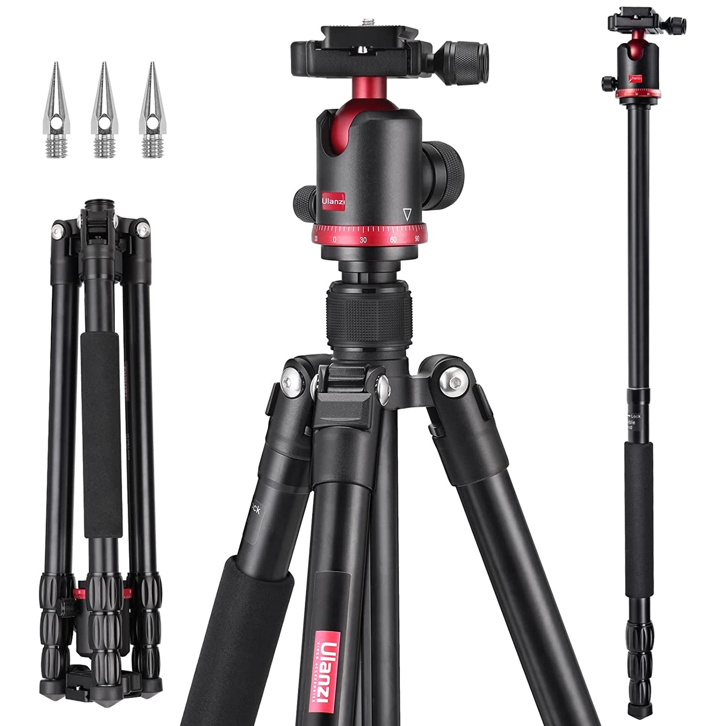 ULANZI MT-51 Camera Tripod Special Quality Camera Tripod for Canon Nikon DSLR, Aluminum Alloy Tripod with 360 Degree Ball Head