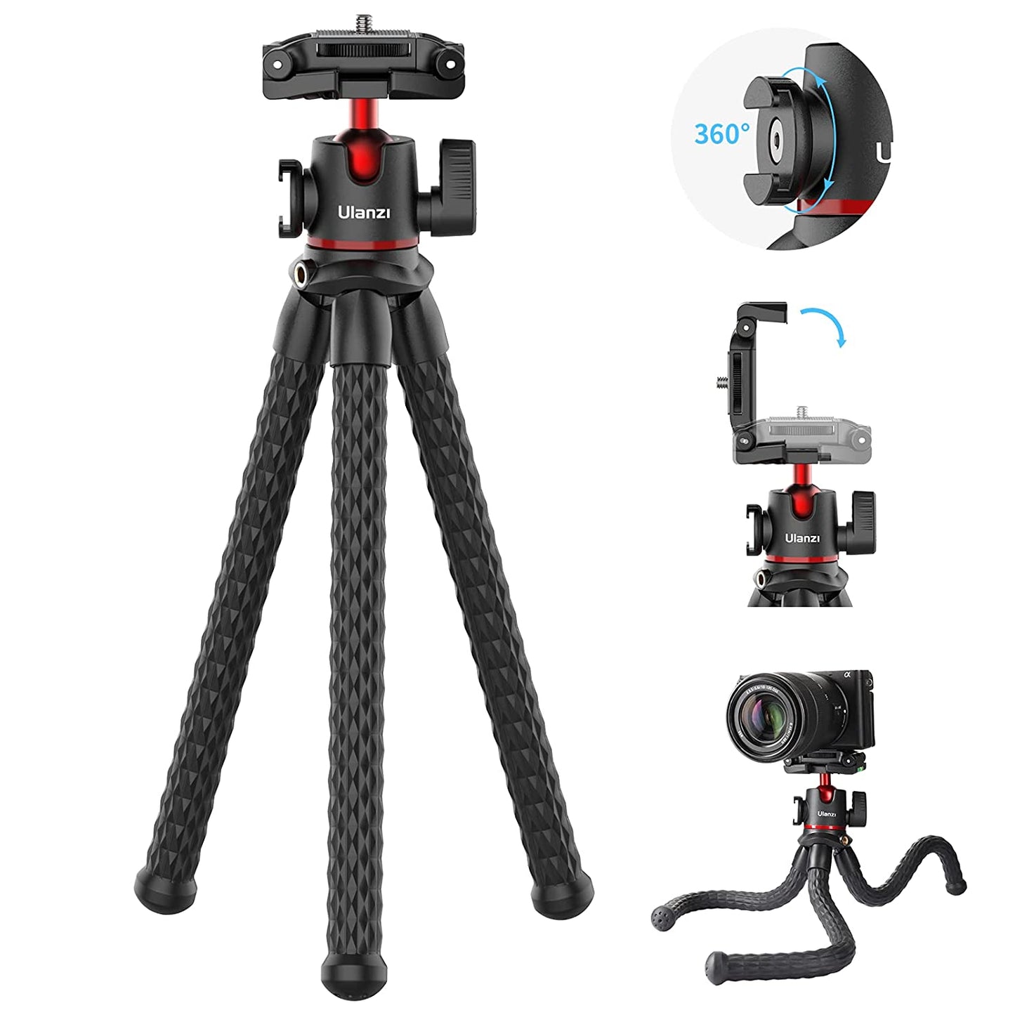 ULANZI MT-33 Camera Tripod, Flexible Mini Tripod with 1/4" Screw for Magic Arm, Octopus Tripod