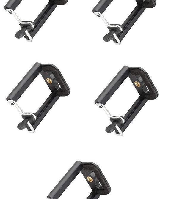 HIFFIN® 5 Pcs Combo A E P Universal Mobile and Small Size Camera and Selfie Stick Holder Tripod Attachment (Black)